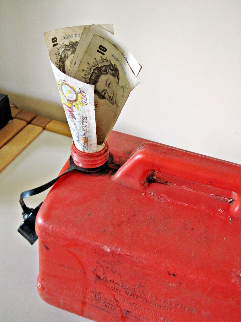 UK Pounds in petrol can