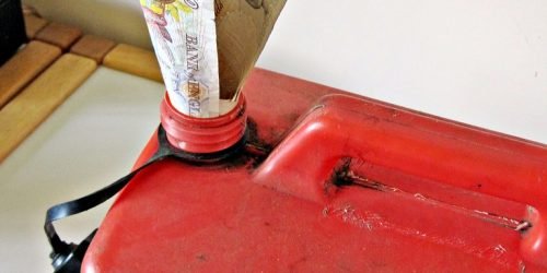 UK Pounds in petrol can